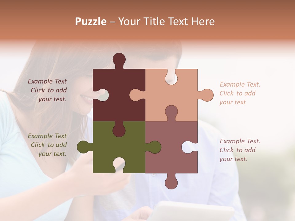 A Man And Woman Looking At A Cell Phone PowerPoint Template