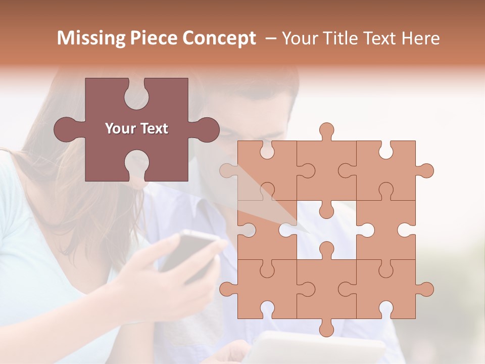 A Man And Woman Looking At A Cell Phone PowerPoint Template