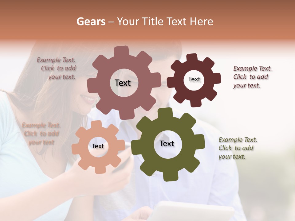 A Man And Woman Looking At A Cell Phone PowerPoint Template