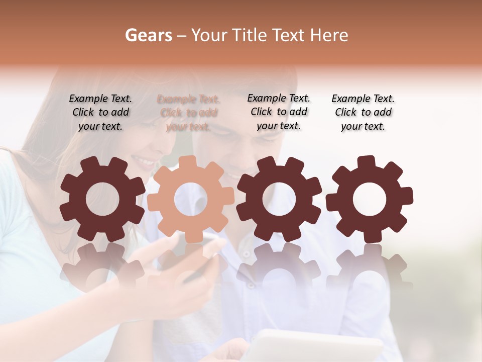 A Man And Woman Looking At A Cell Phone PowerPoint Template