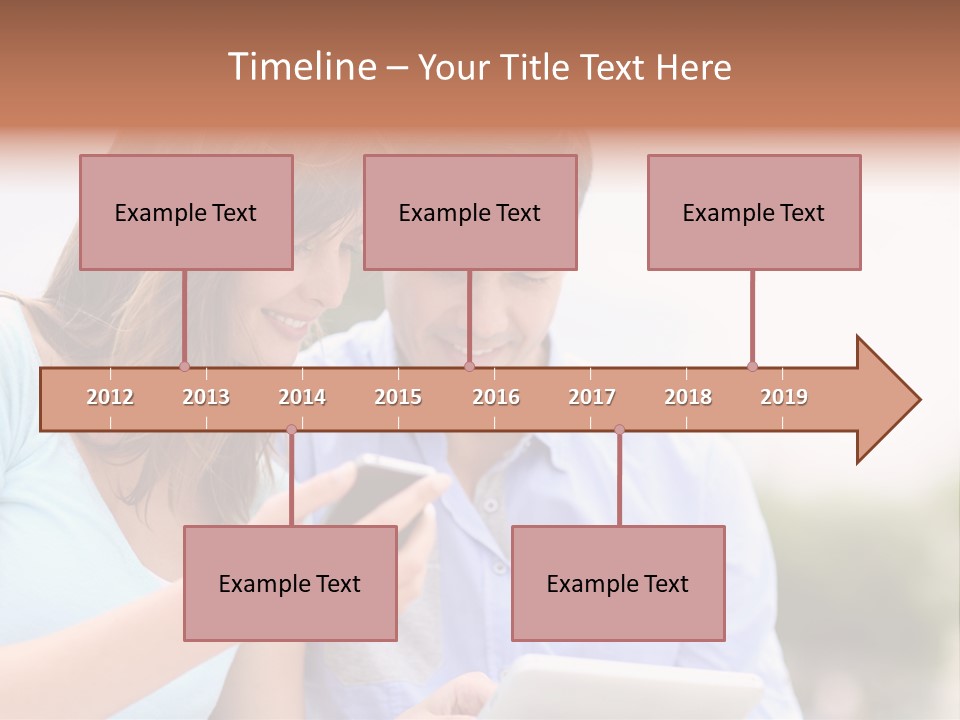 A Man And Woman Looking At A Cell Phone PowerPoint Template