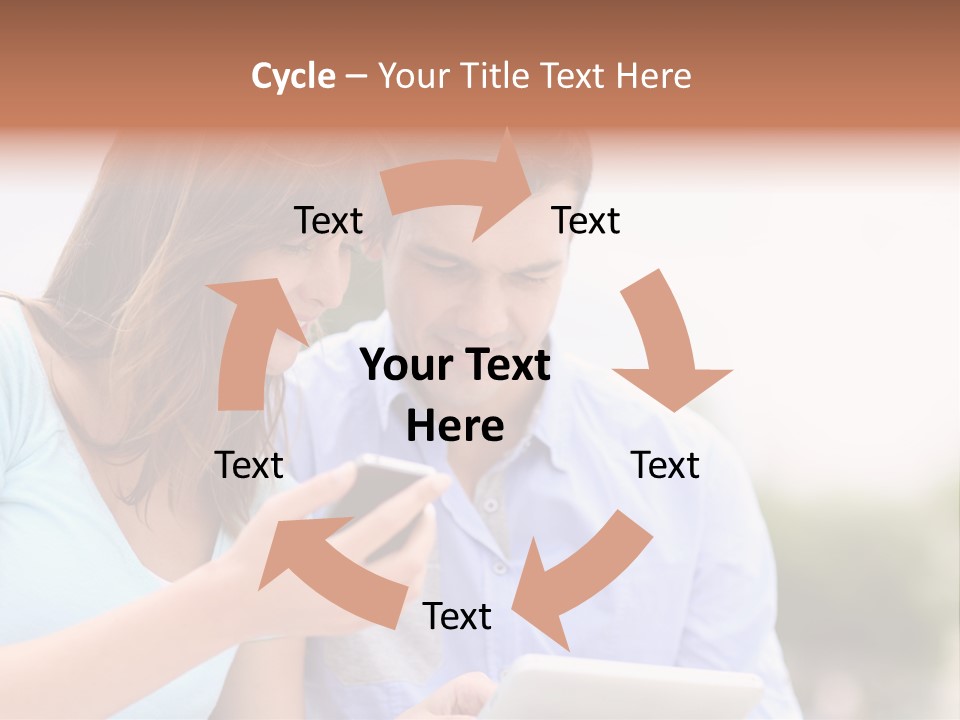 A Man And Woman Looking At A Cell Phone PowerPoint Template