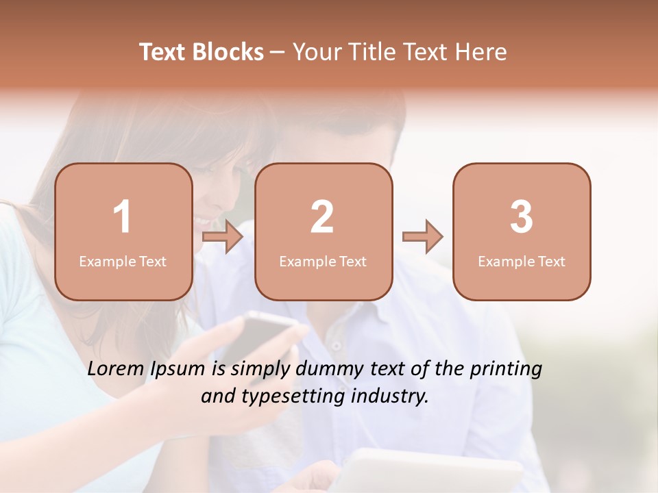 A Man And Woman Looking At A Cell Phone PowerPoint Template
