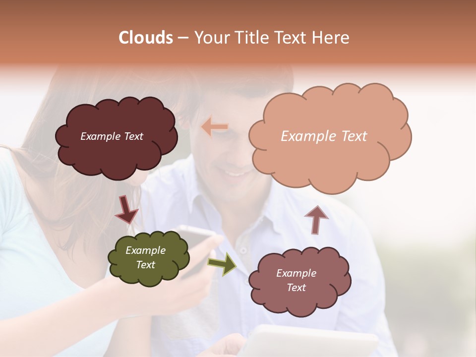 A Man And Woman Looking At A Cell Phone PowerPoint Template