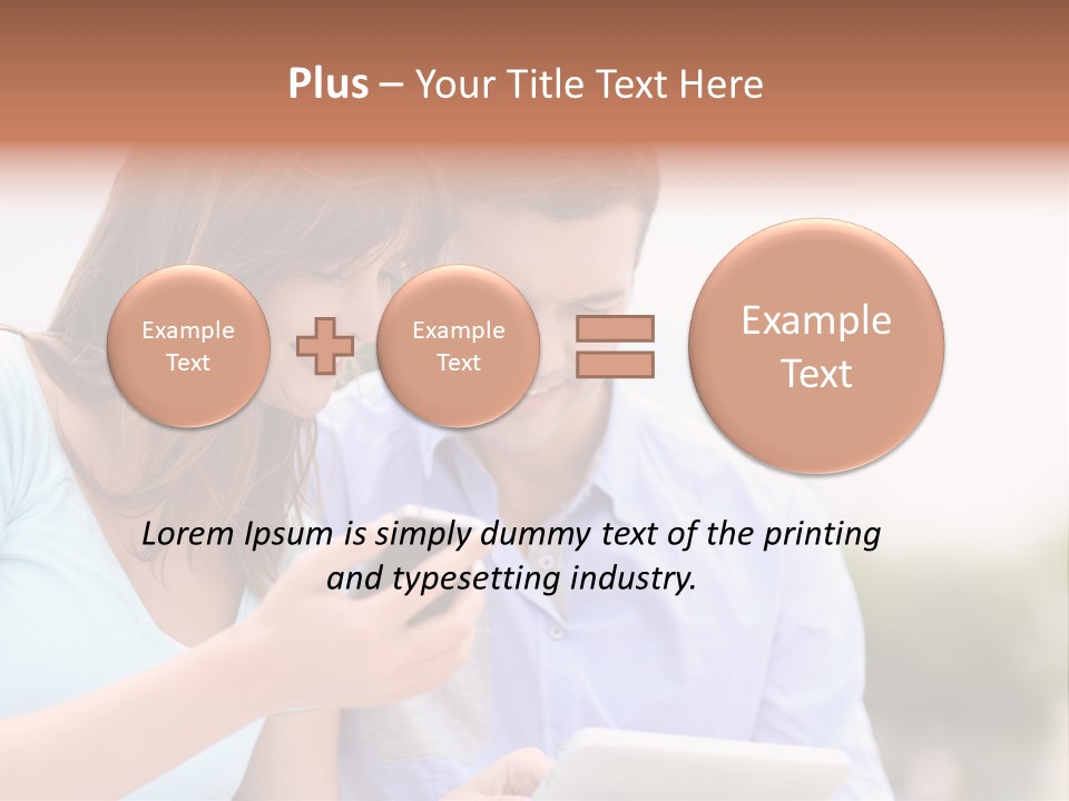 A Man And Woman Looking At A Cell Phone PowerPoint Template