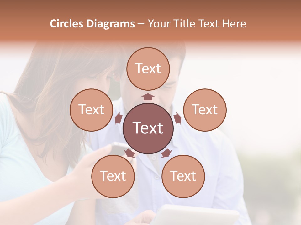 A Man And Woman Looking At A Cell Phone PowerPoint Template