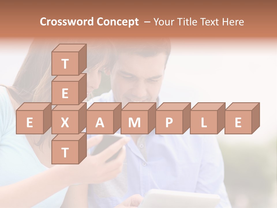 A Man And Woman Looking At A Cell Phone PowerPoint Template