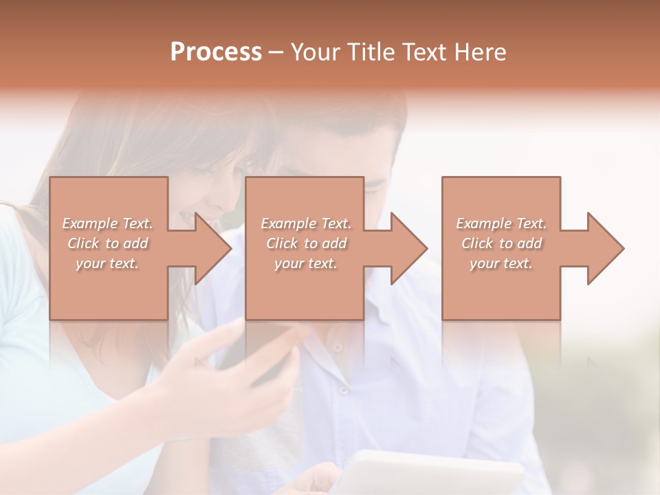 A Man And Woman Looking At A Cell Phone PowerPoint Template