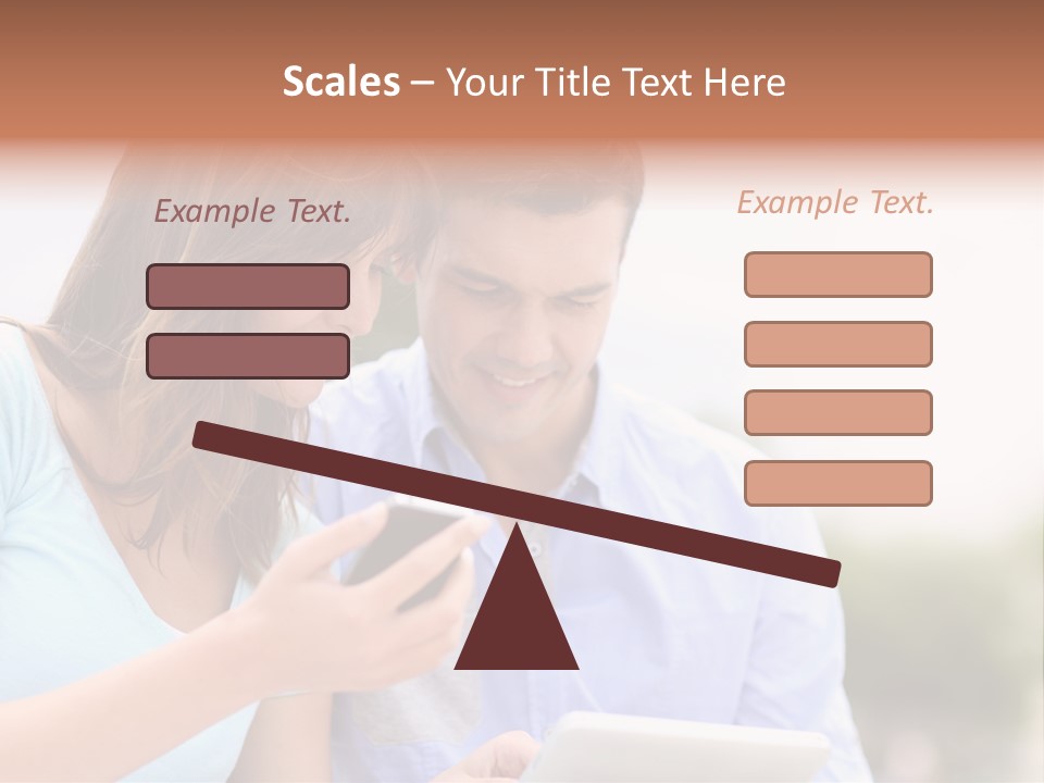 A Man And Woman Looking At A Cell Phone PowerPoint Template