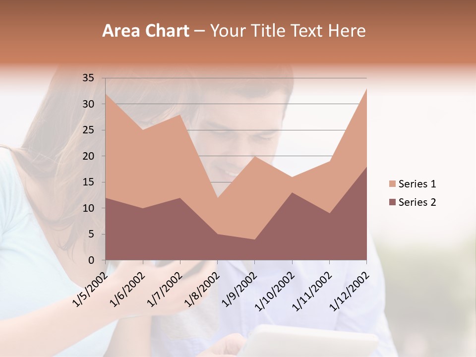 A Man And Woman Looking At A Cell Phone PowerPoint Template