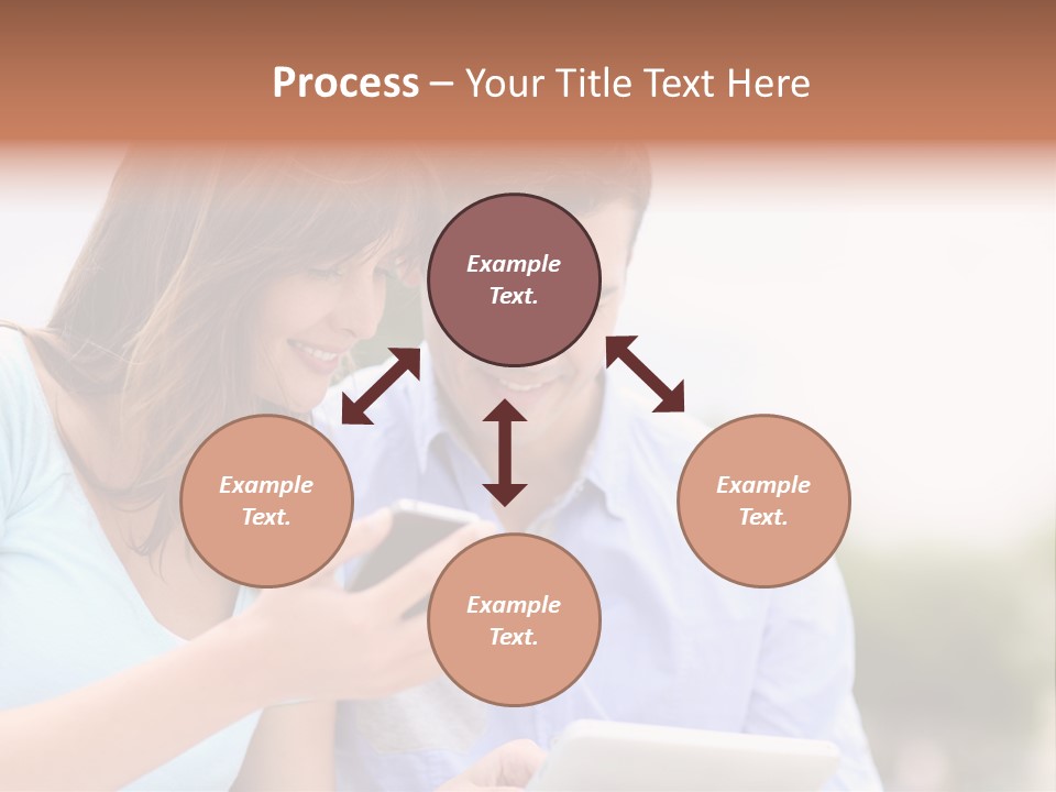 A Man And Woman Looking At A Cell Phone PowerPoint Template