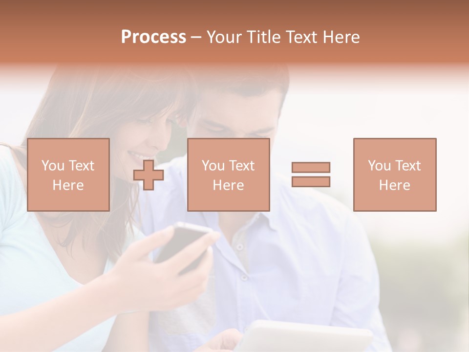A Man And Woman Looking At A Cell Phone PowerPoint Template