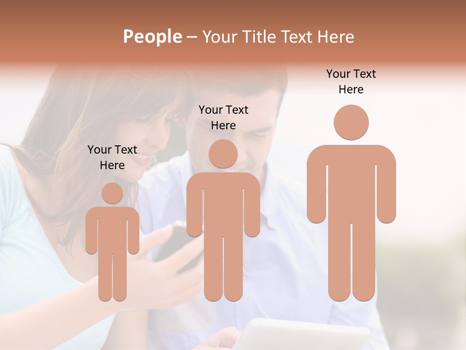A Man And Woman Looking At A Cell Phone PowerPoint Template