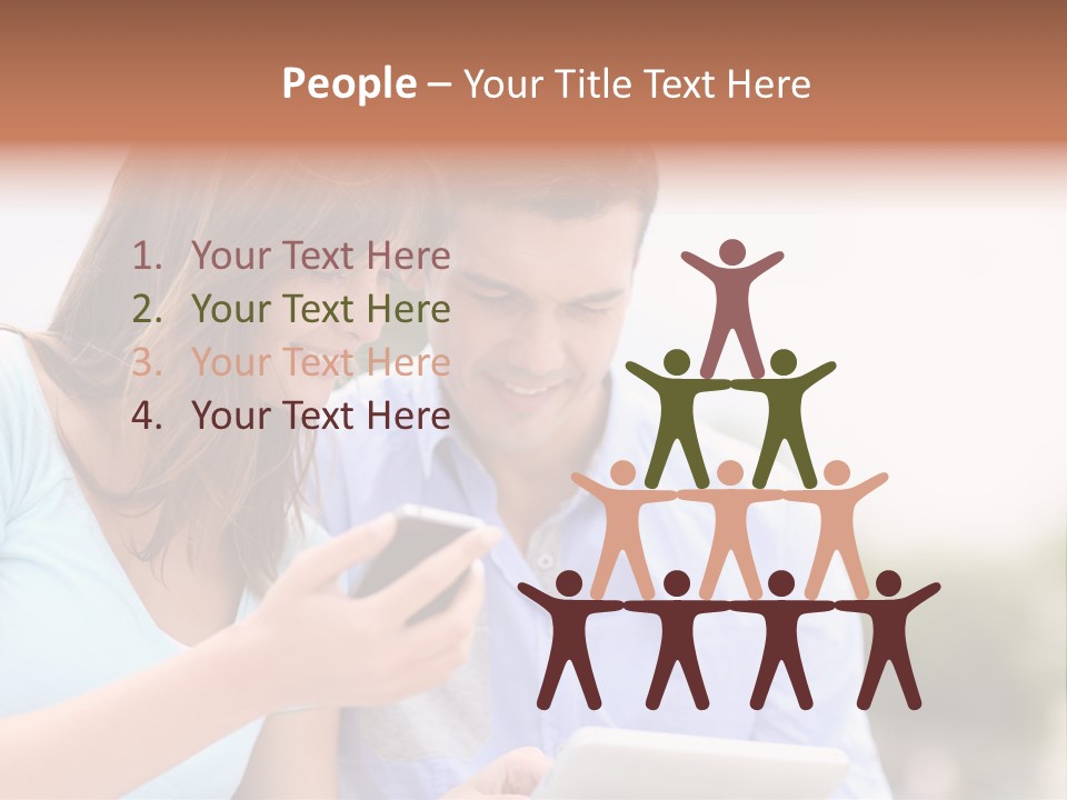 A Man And Woman Looking At A Cell Phone PowerPoint Template