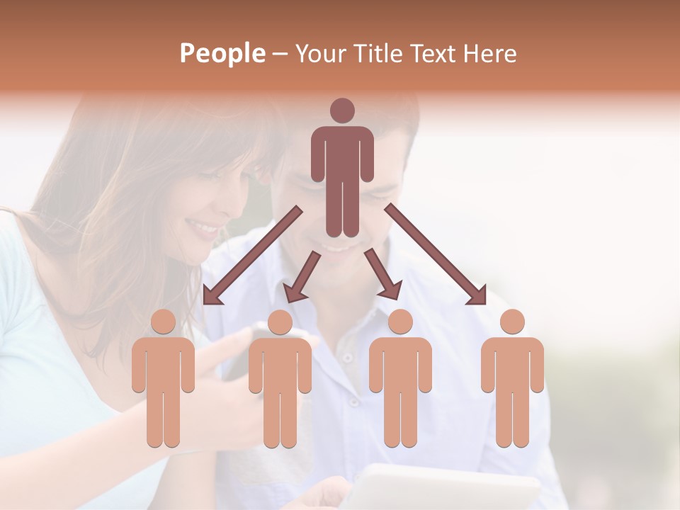 A Man And Woman Looking At A Cell Phone PowerPoint Template
