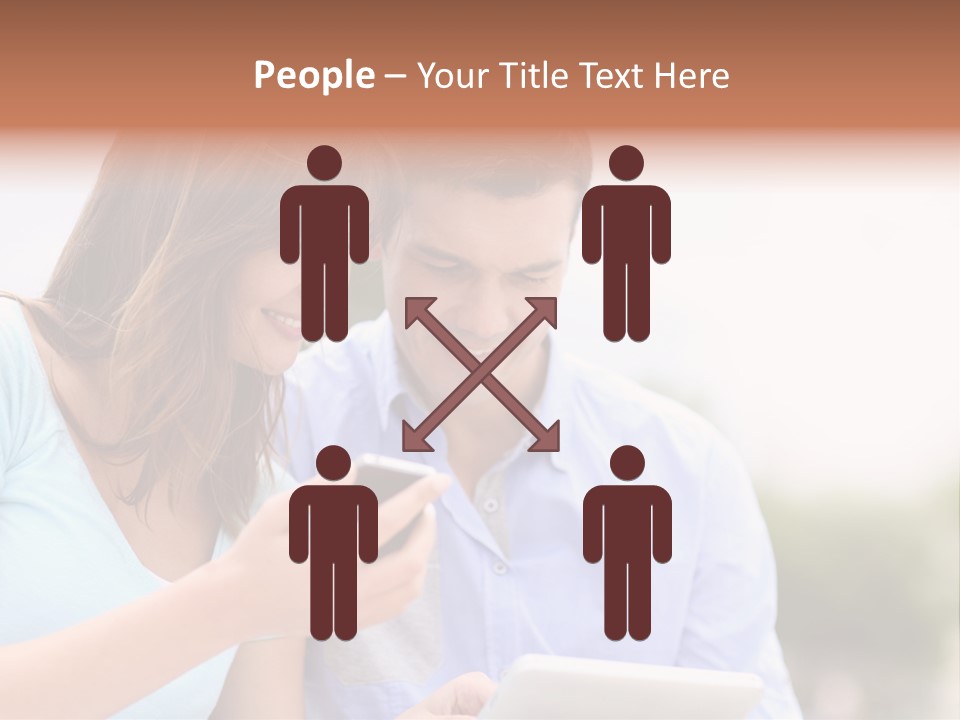 A Man And Woman Looking At A Cell Phone PowerPoint Template