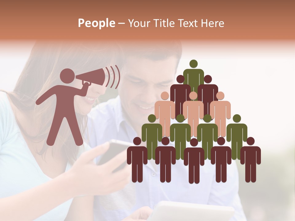 A Man And Woman Looking At A Cell Phone PowerPoint Template
