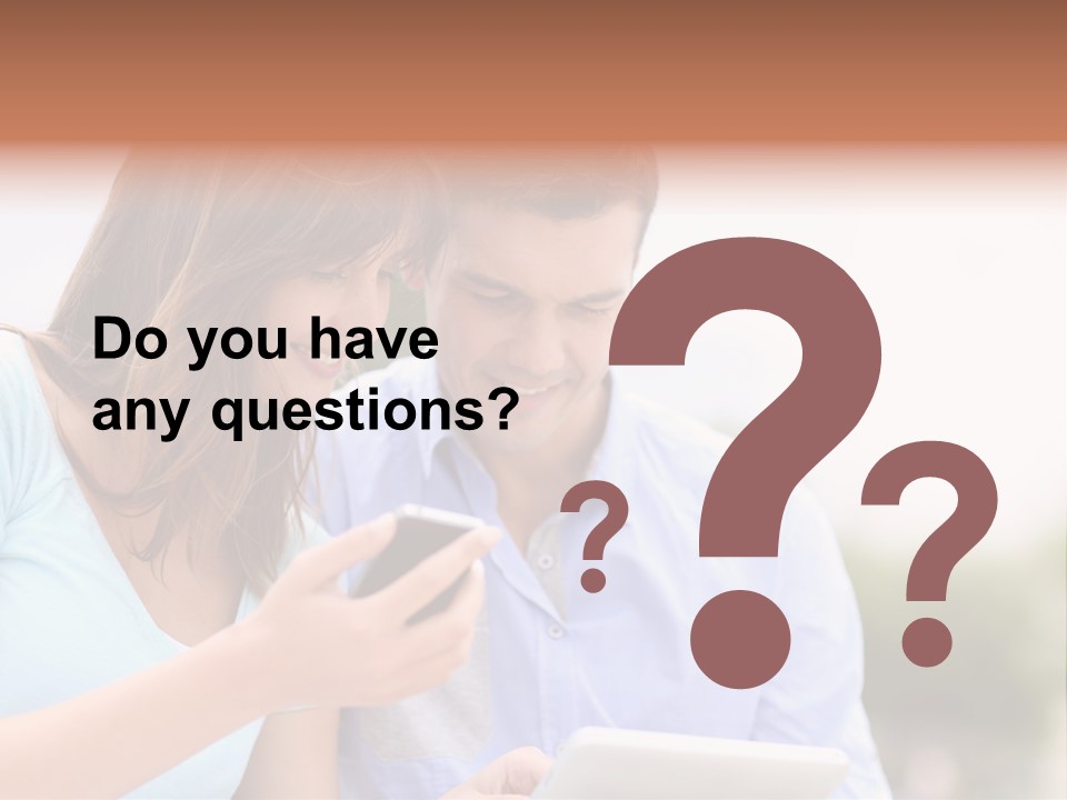 A Man And Woman Looking At A Cell Phone PowerPoint Template