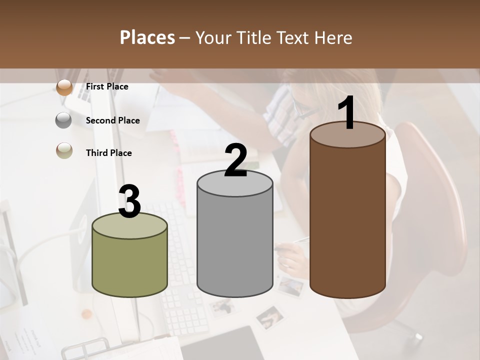 A Man And A Woman Sitting At A Desk Working On A Laptop PowerPoint Template