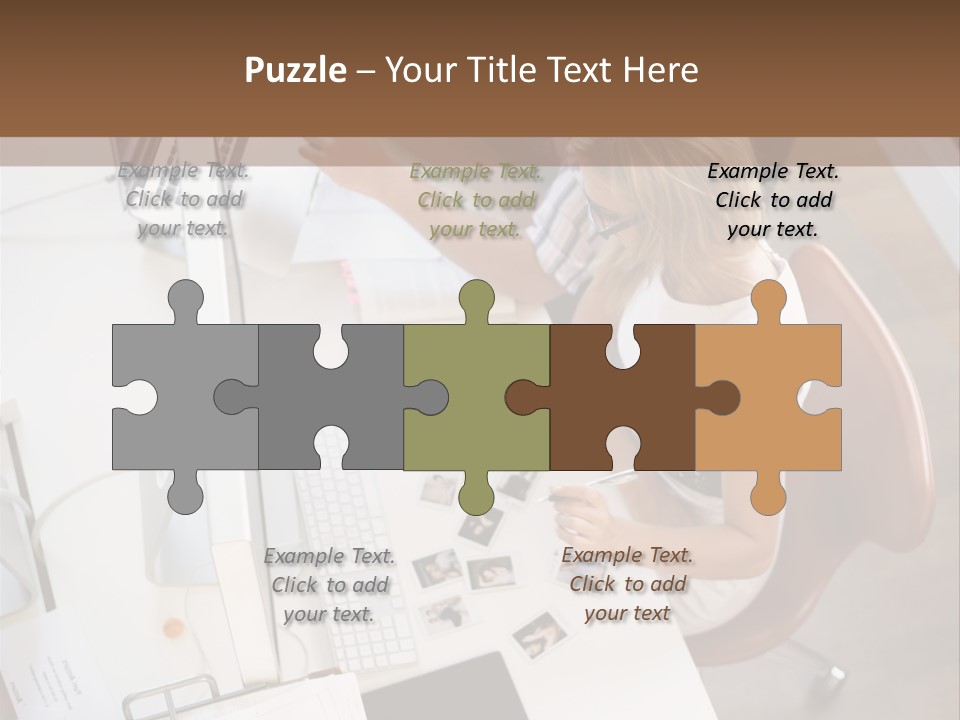 A Man And A Woman Sitting At A Desk Working On A Laptop PowerPoint Template