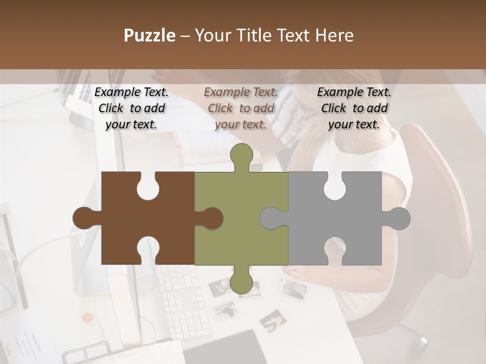 A Man And A Woman Sitting At A Desk Working On A Laptop PowerPoint Template