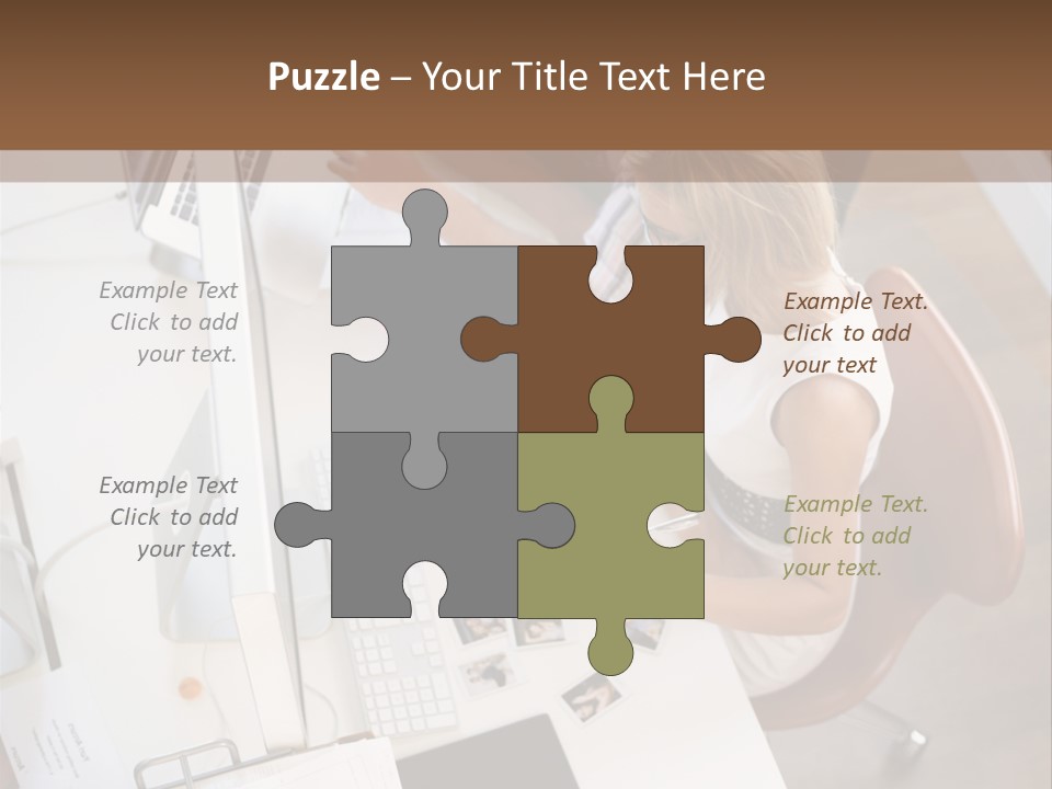 A Man And A Woman Sitting At A Desk Working On A Laptop PowerPoint Template