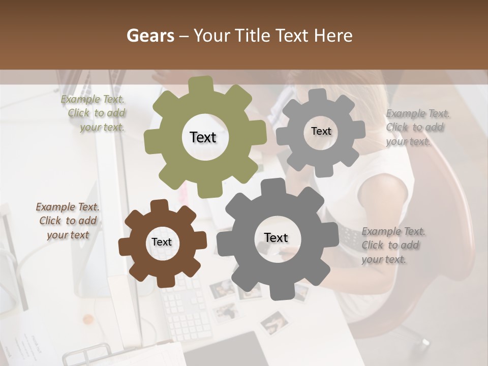 A Man And A Woman Sitting At A Desk Working On A Laptop PowerPoint Template