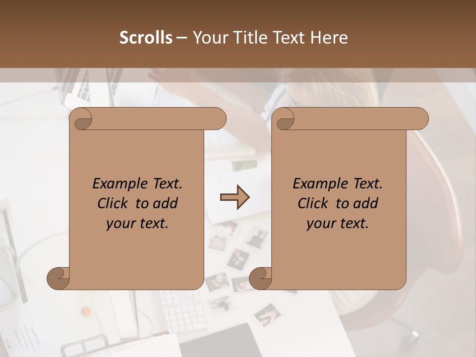 A Man And A Woman Sitting At A Desk Working On A Laptop PowerPoint Template