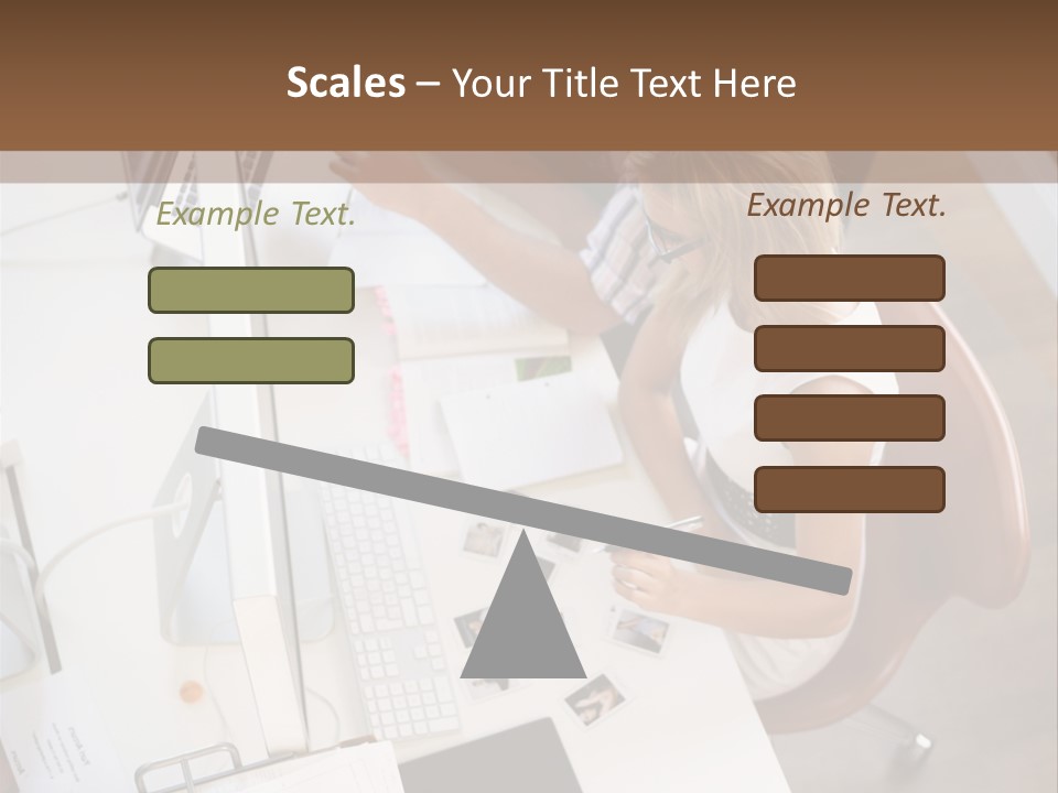 A Man And A Woman Sitting At A Desk Working On A Laptop PowerPoint Template