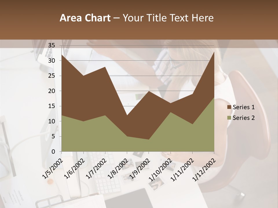 A Man And A Woman Sitting At A Desk Working On A Laptop PowerPoint Template