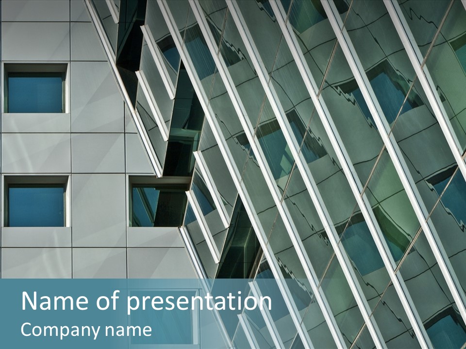 A Building With Windows And A Sky Background PowerPoint Template