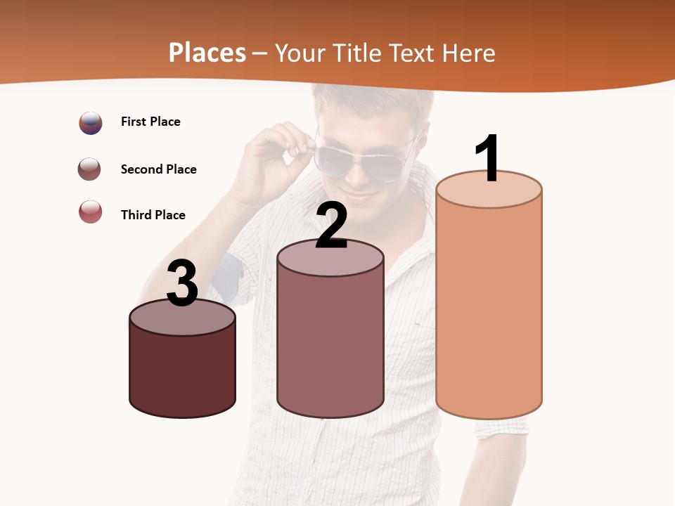 A Man In A White Shirt Is Holding His Sunglasses PowerPoint Template