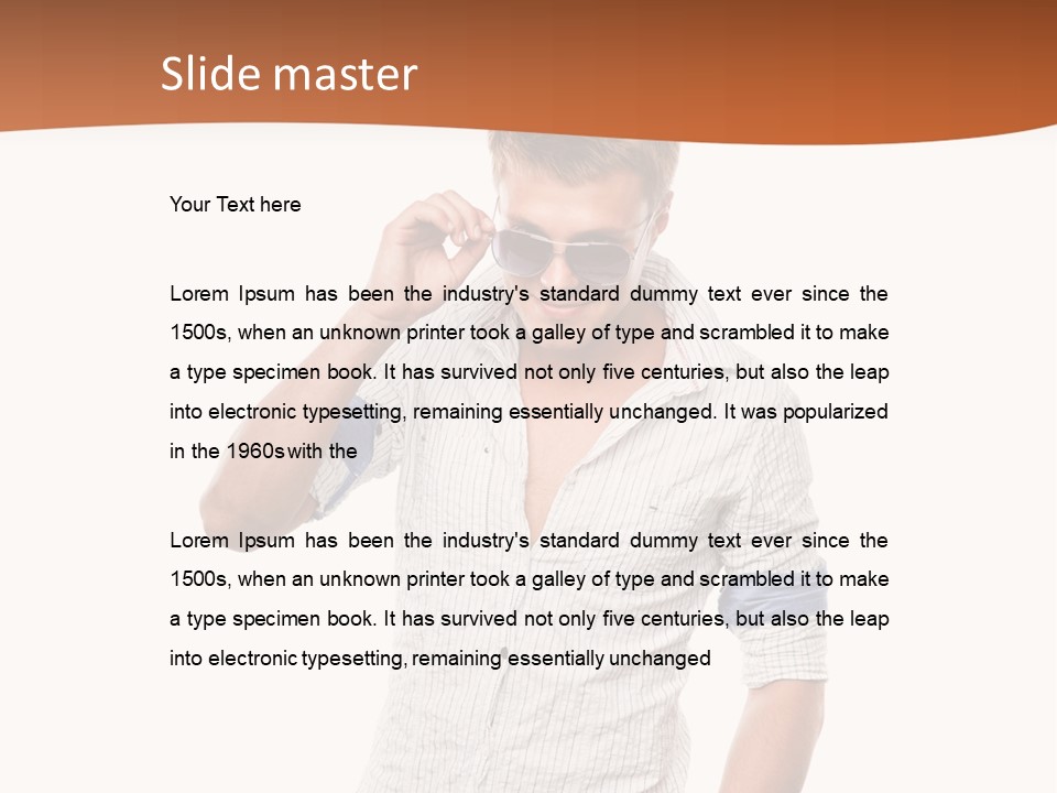 A Man In A White Shirt Is Holding His Sunglasses PowerPoint Template