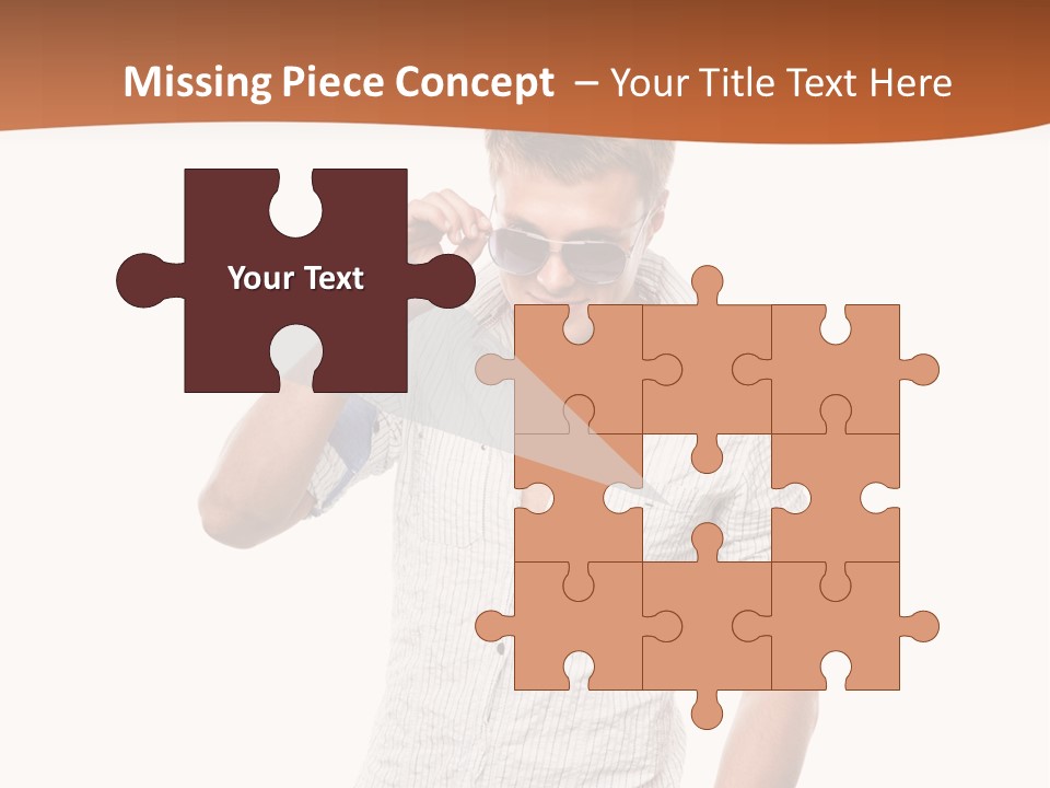 A Man In A White Shirt Is Holding His Sunglasses PowerPoint Template