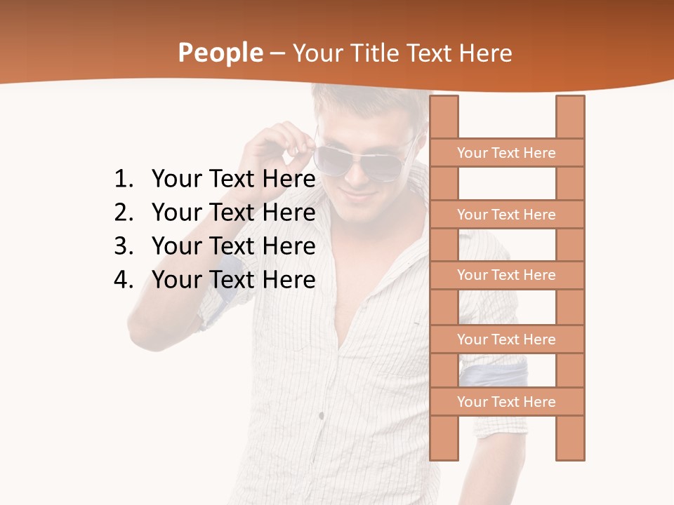 A Man In A White Shirt Is Holding His Sunglasses PowerPoint Template