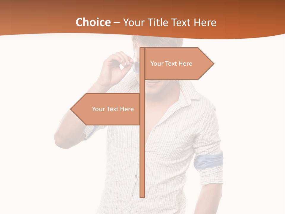 A Man In A White Shirt Is Holding His Sunglasses PowerPoint Template