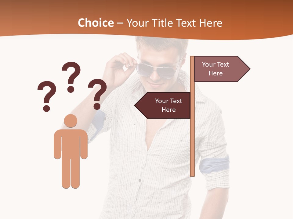 A Man In A White Shirt Is Holding His Sunglasses PowerPoint Template