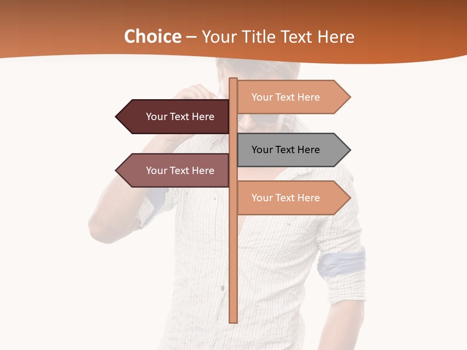 A Man In A White Shirt Is Holding His Sunglasses PowerPoint Template