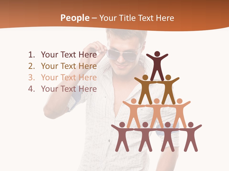 A Man In A White Shirt Is Holding His Sunglasses PowerPoint Template