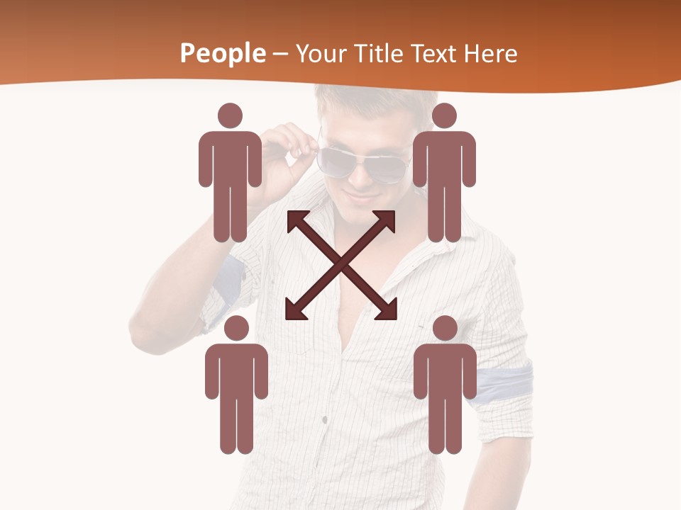 A Man In A White Shirt Is Holding His Sunglasses PowerPoint Template