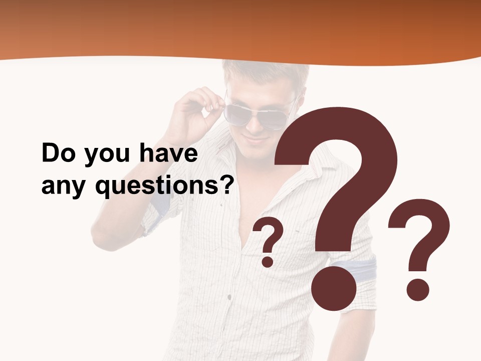 A Man In A White Shirt Is Holding His Sunglasses PowerPoint Template