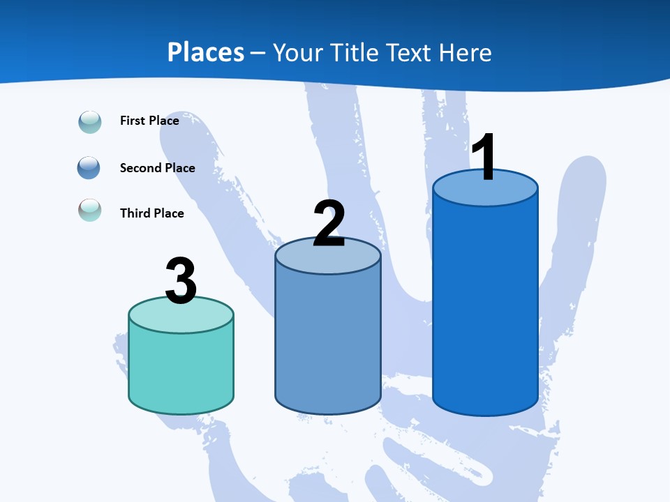 A Blue Hand Print On A White Background PowerPoint Template