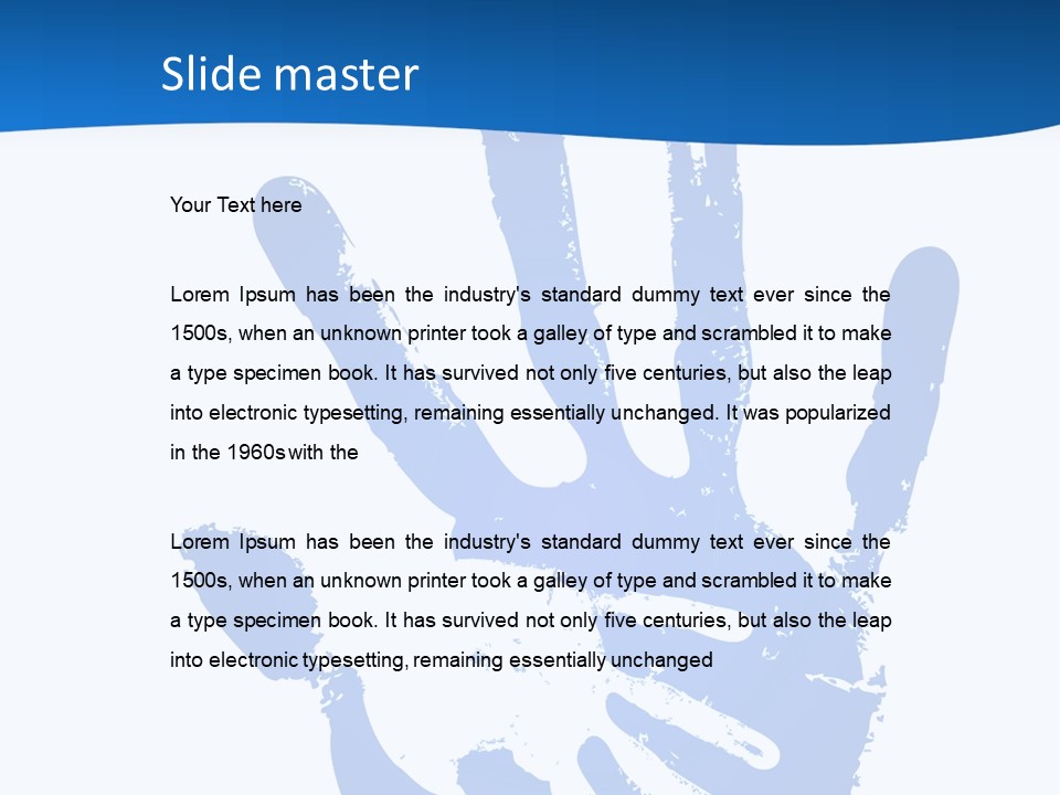 A Blue Hand Print On A White Background PowerPoint Template
