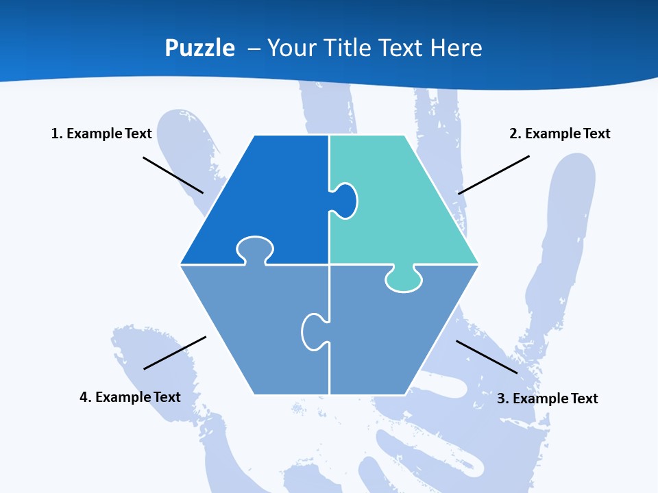 A Blue Hand Print On A White Background PowerPoint Template