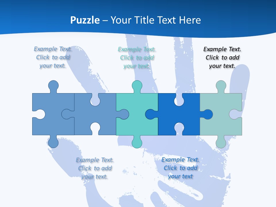 A Blue Hand Print On A White Background PowerPoint Template