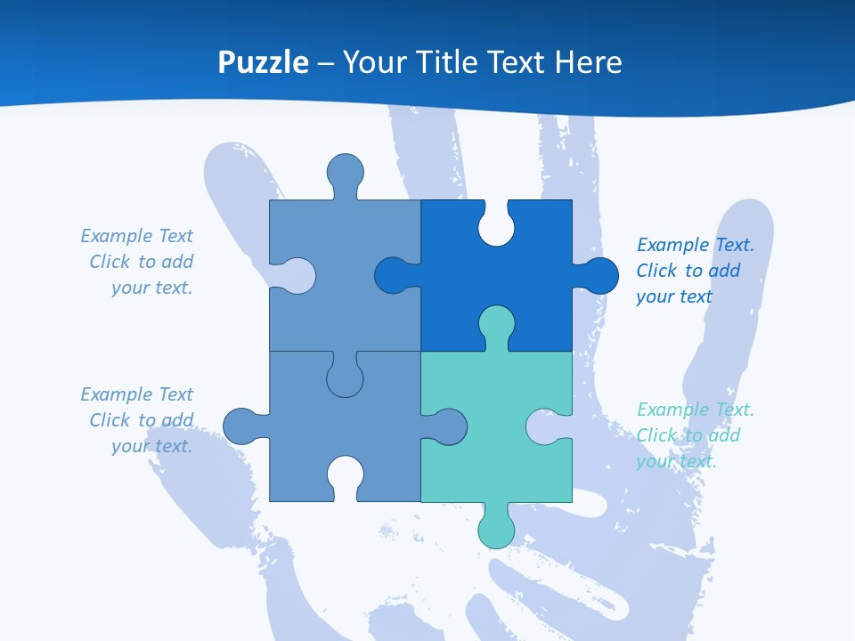 A Blue Hand Print On A White Background PowerPoint Template