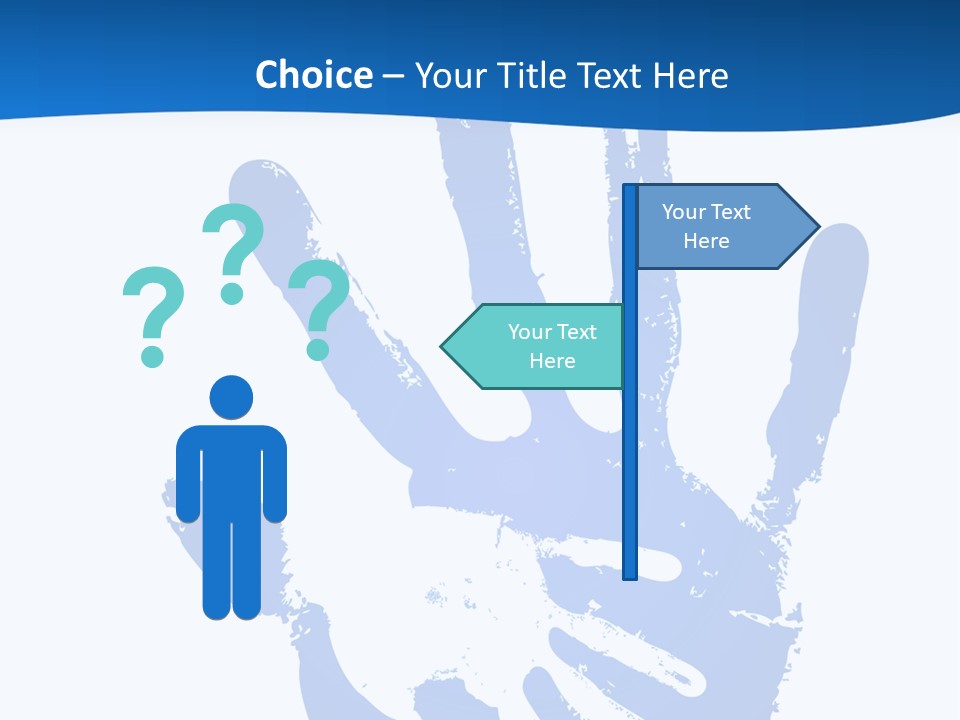 A Blue Hand Print On A White Background PowerPoint Template