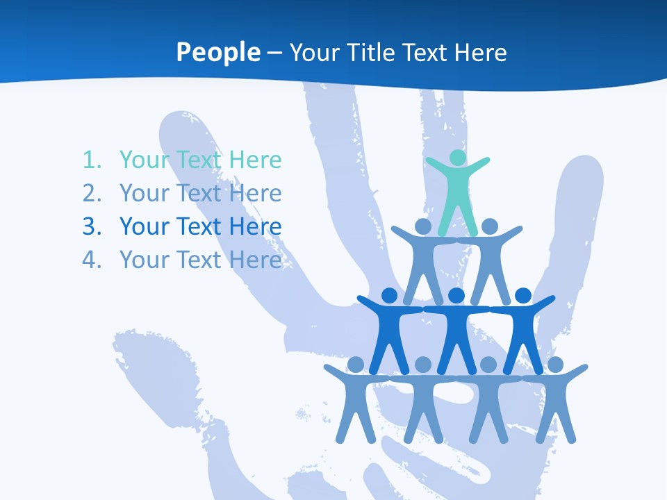 A Blue Hand Print On A White Background PowerPoint Template