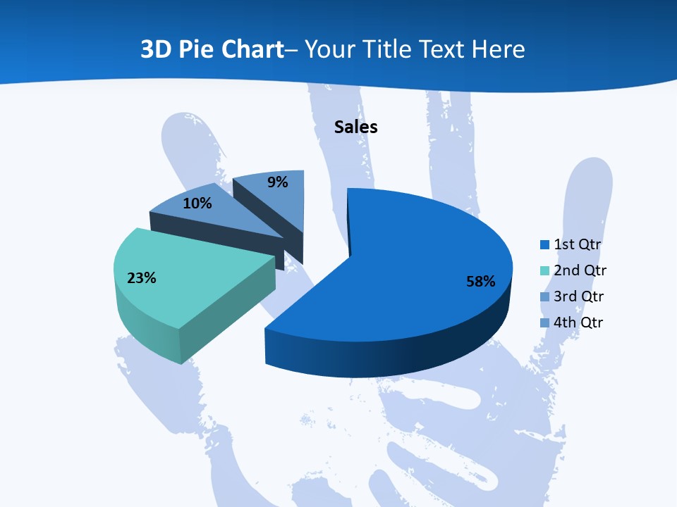 A Blue Hand Print On A White Background PowerPoint Template