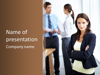 A Woman Standing In Front Of A Group Of People PowerPoint Template